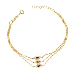 Βραχιόλι Τριπλό Μάτι από Ασήμι 925