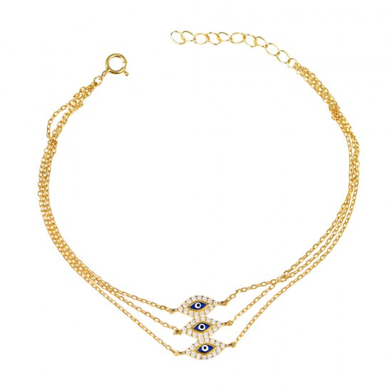 Βραχιόλι Τριπλό Μάτι από Ασήμι 925