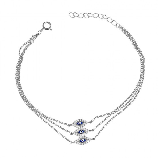 Βραχιόλι Τριπλό Μάτι από Ασήμι 925