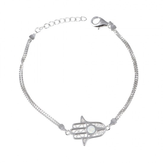 Βραχιόλι Χέρι της Φατιμά με Opal Πέτρα από Ασήμι 925