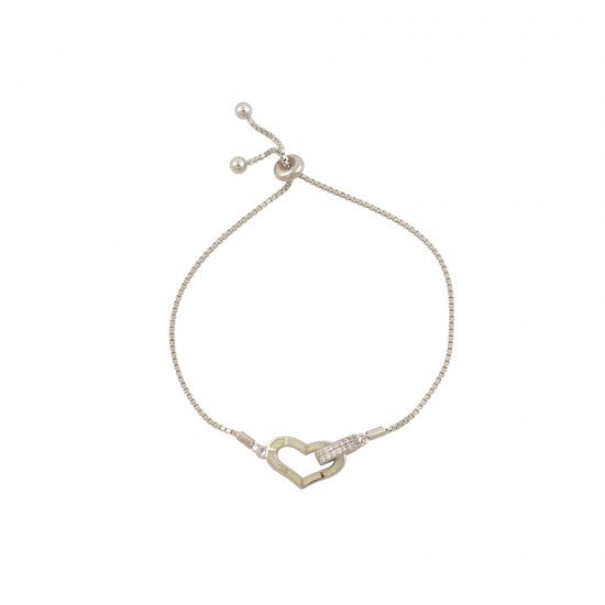 Βραχιόλι Καρδιά με Opal Πέτρα από Ασήμι 925