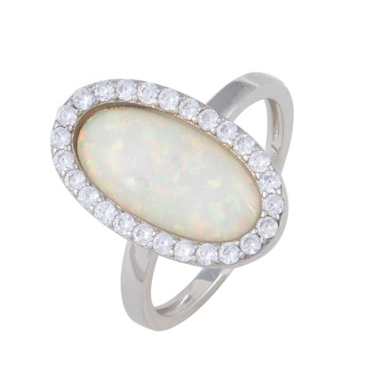Δαχτυλίδι με Opal Πέτρα από Ασήμι 925 Επιπλατινωμένο