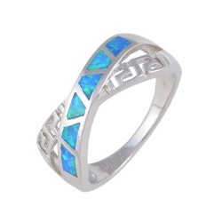 Δαχτυλίδι Crossover με Opal Πέτρα από Ασήμι 925 Επιπλατινωμένο