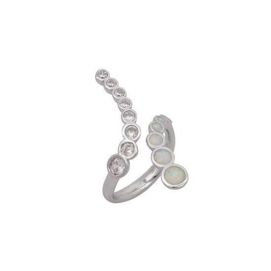 Δαχτυλίδι  με Opal Πέτρα από Ασήμι 925 Επιπλατινωμένο