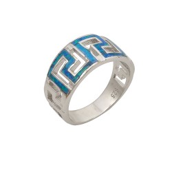 Δαχτυλίδι Διάτρητο με Opal Πέτρα από Ασήμι 925 Επιπλατινωμένο