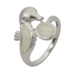 Δαχτυλίδι  με Opal Πέτρα από Ασήμι 925 Επιπλατινωμένο