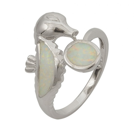 Δαχτυλίδι  με Opal Πέτρα από Ασήμι 925 Επιπλατινωμένο