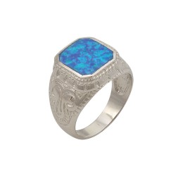 Δαχτυλίδι  με Opal Πέτρα από Ασήμι 925 Επιπλατινωμένο