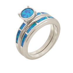 Δαχτυλίδι Δίβερο με Opal Πέτρα από Ασήμι 925 Επιπλατινωμένο