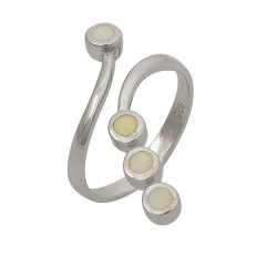 Δαχτυλίδι Ανοιχτό με Opal Πέτρα από Ασήμι 925 Επιπλατινωμένο