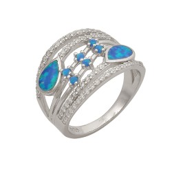 Δαχτυλίδι  με Opal Πέτρα από Ασήμι 925 Επιπλατινωμένο