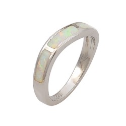 Δαχτυλίδι  με Opal Πέτρα από Ασήμι 925 Επιπλατινωμένο