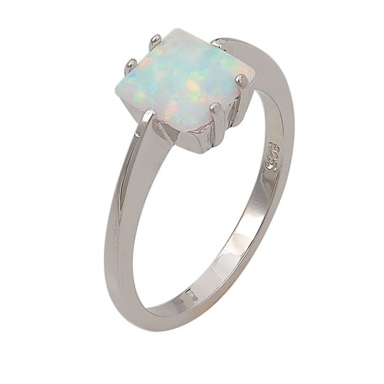 Δαχτυλίδι Μονόπετρο με Opal Πέτρα από Ασήμι 925