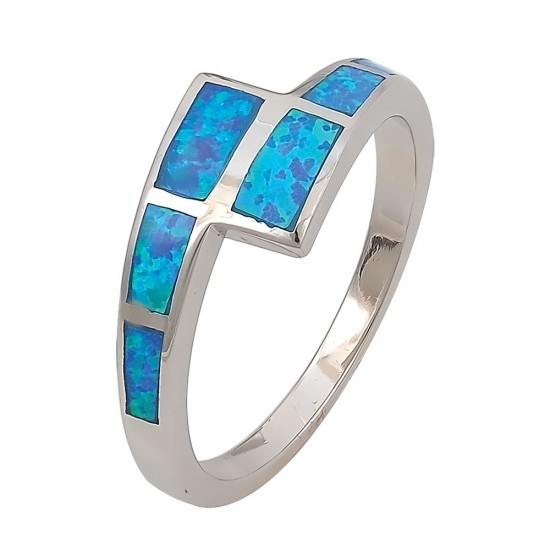 Δαχτυλίδι  με Opal Πέτρα από Ασήμι 925 Επιπλατινωμένο