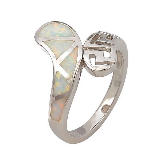 Δαχτυλίδι  με Opal Πέτρα από Ασήμι 925 Επιπλατινωμένο