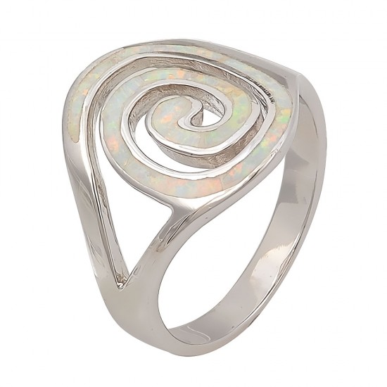 Δαχτυλίδι  με Opal Πέτρα από Ασήμι 925 Επιπλατινωμένο
