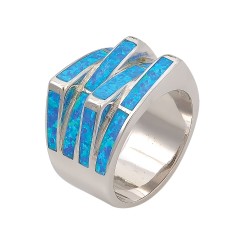 Δαχτυλίδι  με Opal Πέτρα από Ασήμι 925 Επιπλατινωμένο