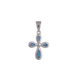 Μοτίφ Σταυρός με Opal Πέτρα από Ασήμι 925