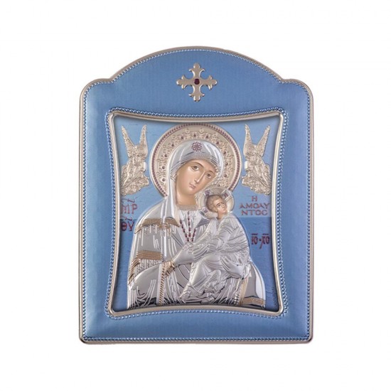 Παναγία  Αμόλυντος με Μοντέρνο Κανονικό Στεφάνι και Τζάμι