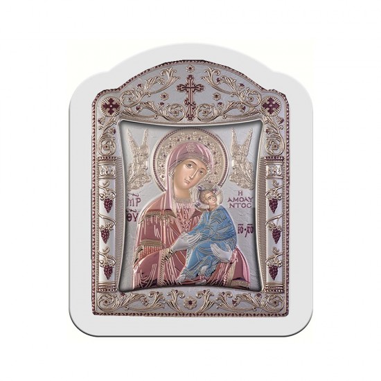 Παναγία  Αμόλυντος με Κλασικό Κανονικό Στεφάνι και Τζάμι