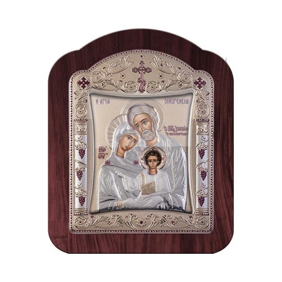 Αγία Οικογένεια με Κλασικό Κανονικό Στεφάνι και Τζάμι