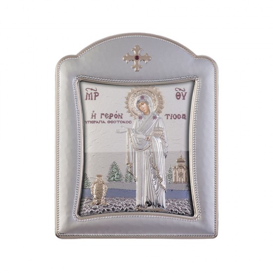 Παναγία Γερόντισσα με Μοντέρνο Κανονικό Στεφάνι και Τζάμι