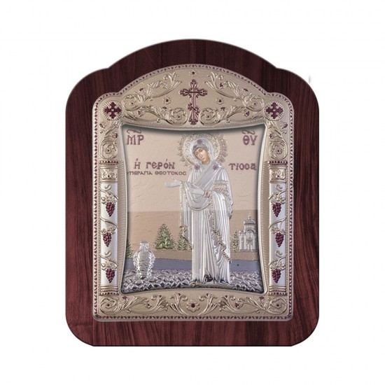 Παναγία Γερόντισσα με Κλασικό Κανονικό Στεφάνι και Τζάμι