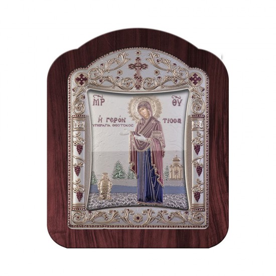 Παναγία Γερόντισσα με Κλασικό Κανονικό Στεφάνι και Τζάμι