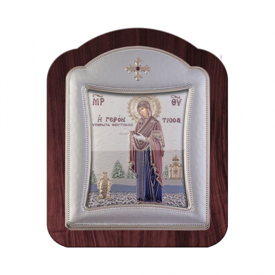 Παναγία Γερόντισσα με Μοντέρνο Κανονικό Στεφάνι και Τζάμι