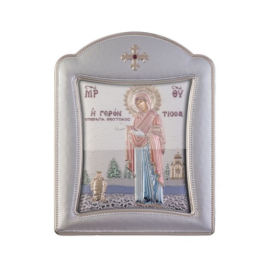 Παναγία Γερόντισσα με Μοντέρνο Κανονικό Στεφάνι και Τζάμι