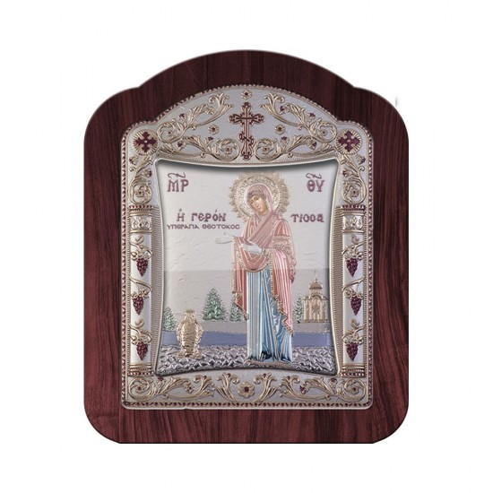 Παναγία Γερόντισσα με Κλασικό Κανονικό Στεφάνι και Τζάμι