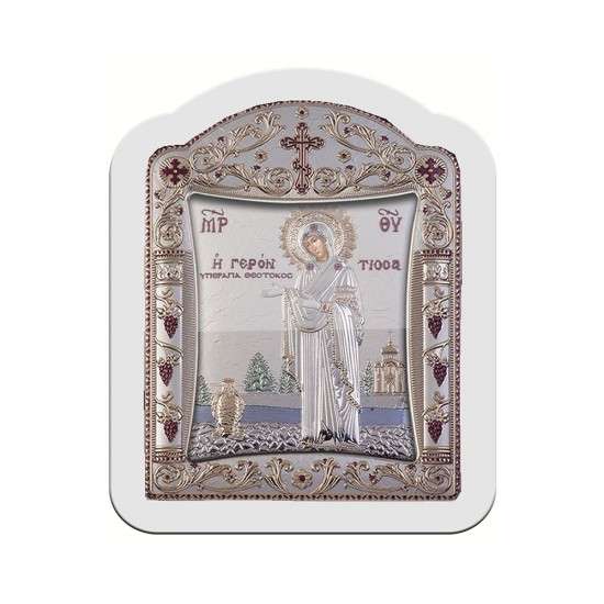 Παναγία Γερόντισσα με Κλασικό Κανονικό Στεφάνι και Τζάμι