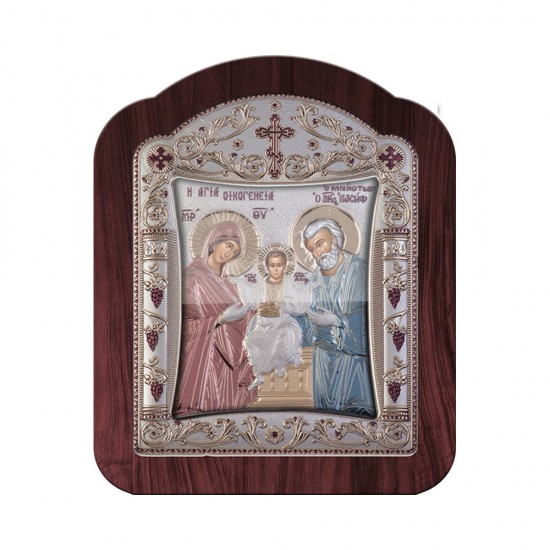 Αγία Οικογένεια με Κλασικό Κανονικό Στεφάνι και Τζάμι