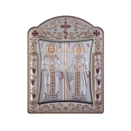 Αγιος Κωνσταντίνος και Αγία Ελένη με Κλασικό Κανονικό Στεφάνι και Τζάμι