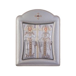 Αγιος Κωνσταντίνος και Αγία Ελένη με Μοντέρνο Κανονικό Στεφάνι και Τζάμι