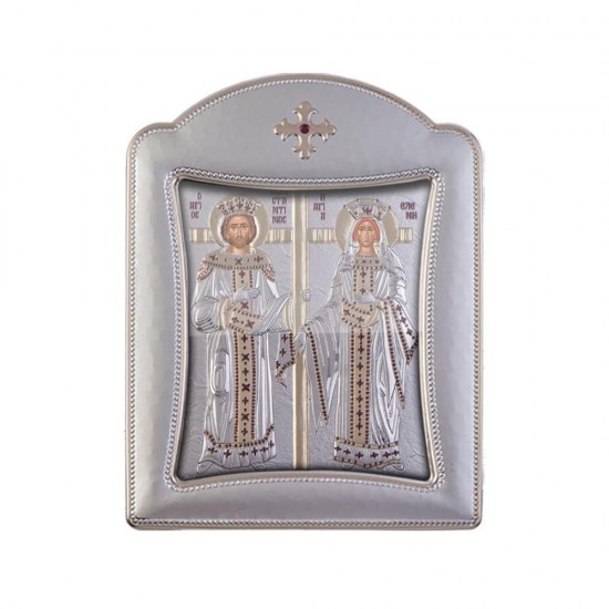 Αγιος Κωνσταντίνος και Αγία Ελένη με Μοντέρνο Κανονικό Στεφάνι και Τζάμι