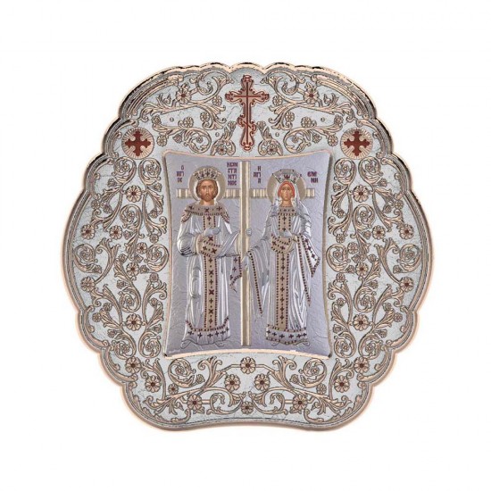 Αγιος Κωνσταντίνος και Αγία Ελένη με Κλασικό Στρογγυλό Στεφάνι