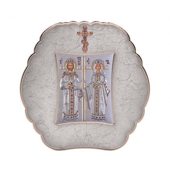 Αγιος Κωνσταντίνος και Αγία Ελένη με Μοντέρνο Στρογγυλό Στεφάνι