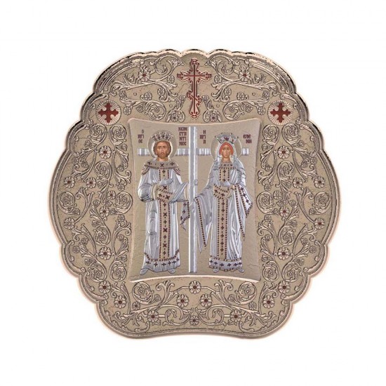 Αγιος Κωνσταντίνος και Αγία Ελένη με Κλασικό Στρογγυλό Στεφάνι