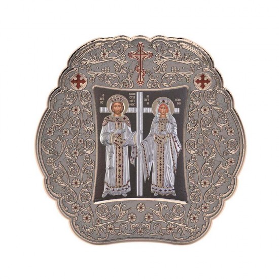 Αγιος Κωνσταντίνος και Αγία Ελένη με Κλασικό Στρογγυλό Στεφάνι