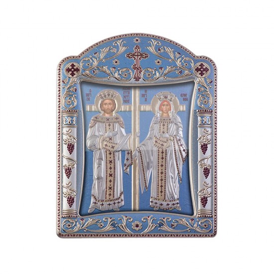 Αγιος Κωνσταντίνος και Αγία Ελένη με Κλασικό Κανονικό Στεφάνι και Τζάμι