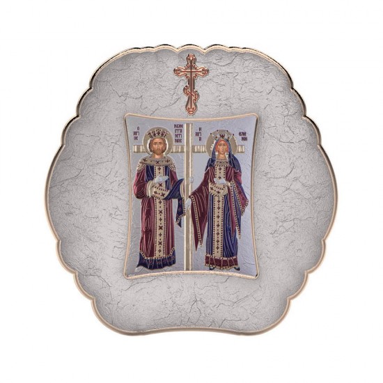 Αγιος Κωνσταντίνος και Αγία Ελένη με Μοντέρνο Στρογγυλό Στεφάνι