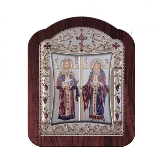 Αγιος Κωνσταντίνος και Αγία Ελένη με Κλασικό Κανονικό Στεφάνι και Τζάμι