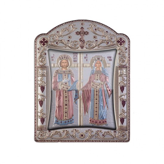 Αγιος Κωνσταντίνος και Αγία Ελένη με Κλασικό Κανονικό Στεφάνι και Τζάμι