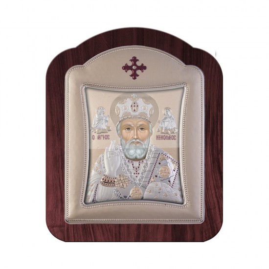 Αγιος Νικόλαος με Μοντέρνο Κανονικό Στεφάνι και Τζάμι