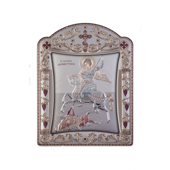 Αγιος Δημήτριος με Κλασικό Κανονικό Στεφάνι και Τζάμι