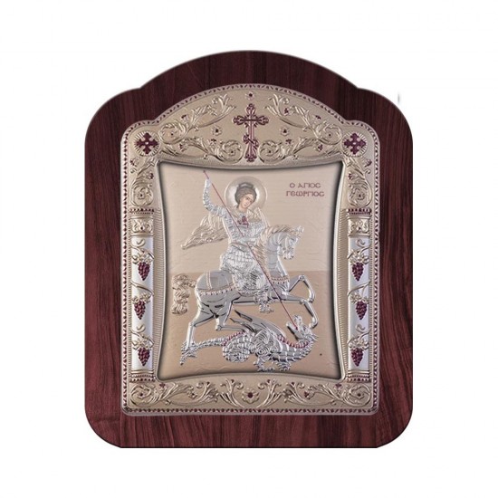 Αγιος Γεώργιος με Κλασικό Κανονικό Στεφάνι και Τζάμι