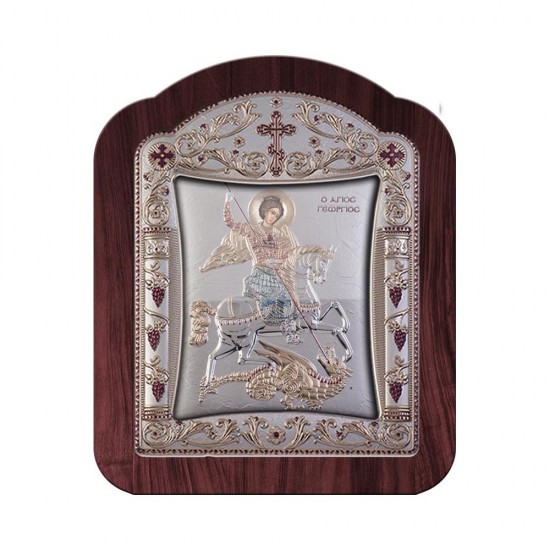 Αγιος Γεώργιος με Κλασικό Κανονικό Στεφάνι και Τζάμι