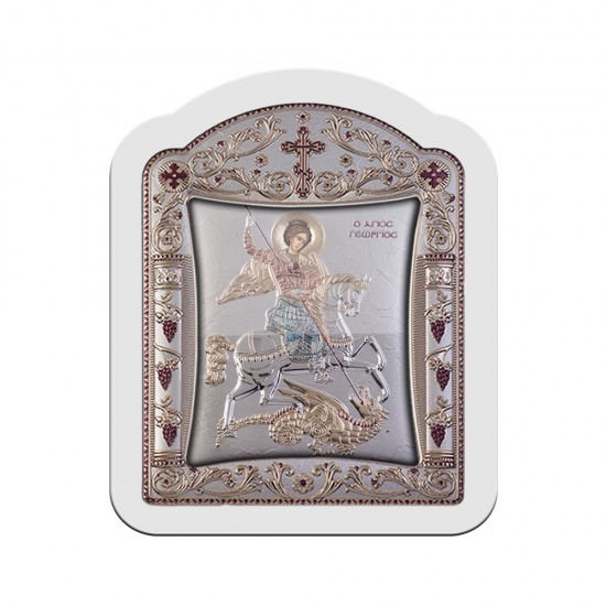 Αγιος Γεώργιος με Κλασικό Κανονικό Στεφάνι και Τζάμι