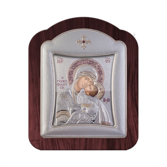 Παναγία Γλυκοφιλούσα με Μοντέρνο Κανονικό Στεφάνι και Τζάμι